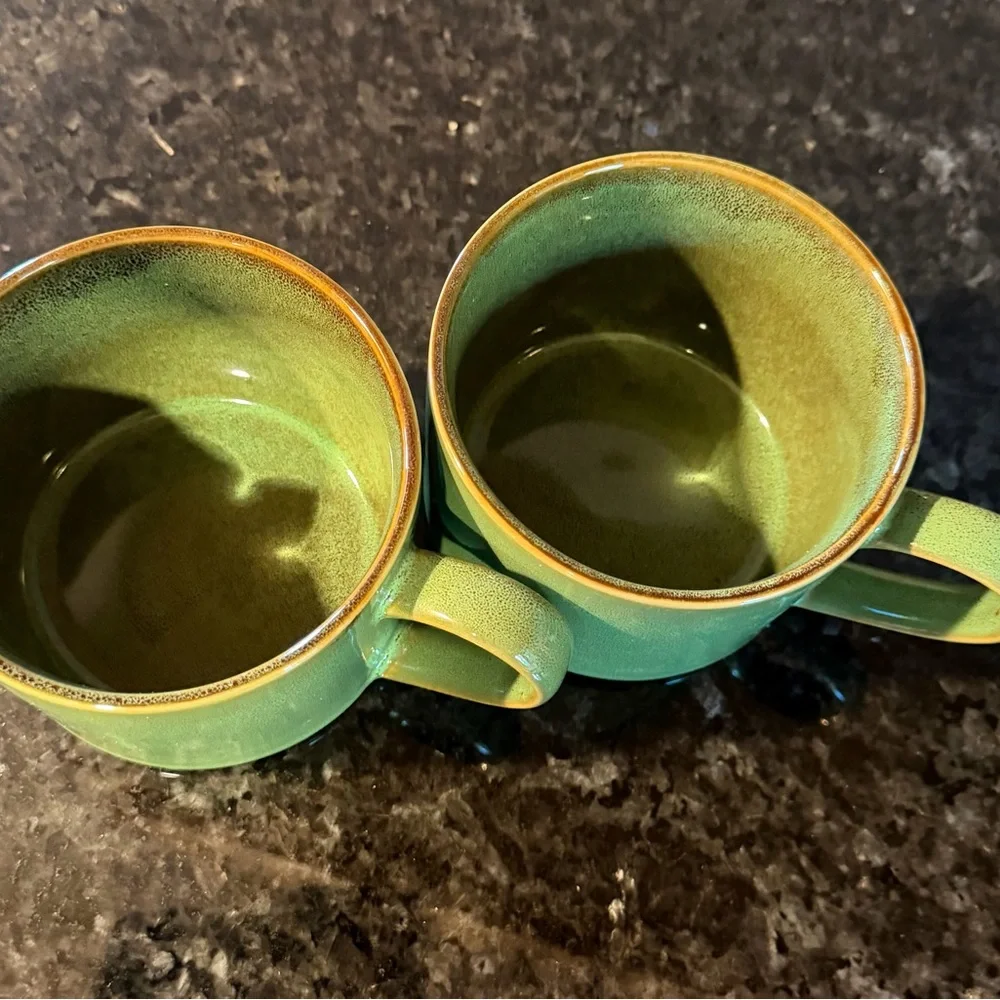 Pier 1 Imports Green Ceramic Mugs - Set of 2